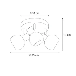 Spot de plafond doré avec verre opale 3 lumières orientables - Anouk