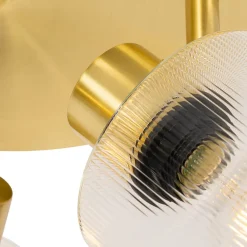 Spot de plafond doré avec verre 3 lumières rond réglable - Laura
