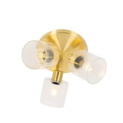 Spot de plafond doré avec verre 3 lumières rond réglable - Laura