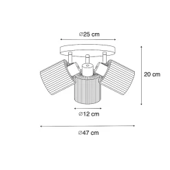 Spot de plafond doré avec verre 3 lumières rond réglable - Laura