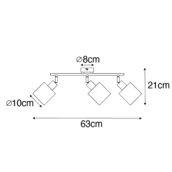 Spot de plafond en acier avec abat-jour blanc 3 lumières orientables - Hetta