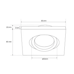 Spot de plafond encastrable Aktyn 1 Sq White IP20, carré, blanc, EDO777120 EDO