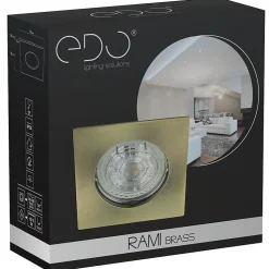 Spot de plafond encastrable Rami Brass IP20, carré, laiton, EDO777318 EDO
