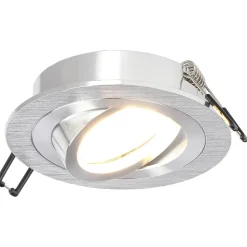 Spot de plafond encastrable Ceri 1 OV Silver IP20, rond, argenté, finition brossée, EDO777140 EDO