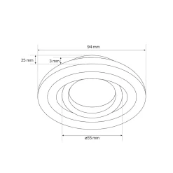 Spot de plafond encastrable Ceri 1 OV Silver IP20, rond, argenté, finition brossée, EDO777140 EDO