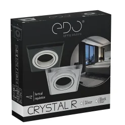 Spot de plafond encastrable Crystal R Black IP20, carré, verre, noir, EDO777405 EDO
