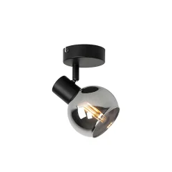 Spot de plafond intelligent noir avec verre fumé, Wi-Fi P45 inclus - Vidro
