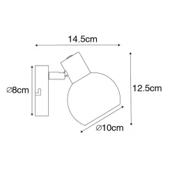 Spot de plafond intelligent noir avec verre fumé, Wi-Fi P45 inclus - Vidro