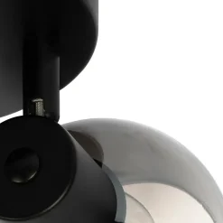 Spot de plafond intelligent noir avec verre fumé, incl. 3 Wifi P45 - Vidro