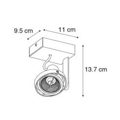 Spot de plafond master - 1 lumière - L 110 mm - Noir - Moderne - Éclairage intérieur - Salon I Chambre I Cuisine I Salle à manger