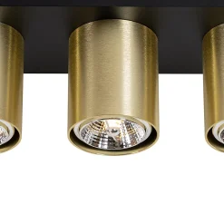 Spot de plafond moderne noir avec or 3 lumières - Tubo