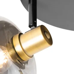 Spot de plafond noir avec or et verre fumé 3 lumières - Zuzanna