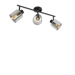 Spot de plafond noir avec verre fumé 3 lumières orientables - Laura