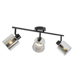 Spot de plafond noir avec verre fumé 3 lumières orientables - Laura