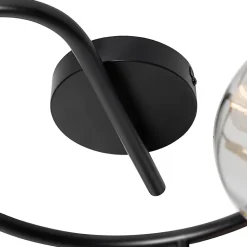 Spot de plafond noir avec verre fumé rond 3 lumières - Zuzanna