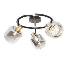 Spot de plafond noir avec verre fumé rond 3 lumières - Zuzanna