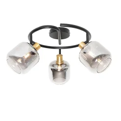 Spot de plafond noir avec verre fumé rond 3 lumières - Zuzanna