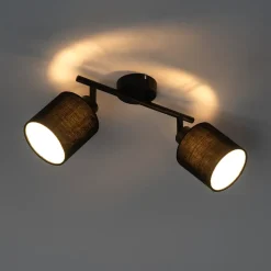 Spot de plafond noir avec abat-jour noir 2 lumières orientables - Hetta