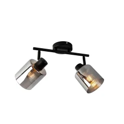 Spot de plafond noir avec verre fumé 2 lumières orientables - Laura