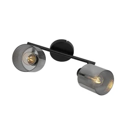 Spot de plafond noir avec verre fumé 2 lumières orientables - Laura