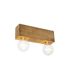 Spot de plafond rustique en bois vintage 2 lumières - Bloc