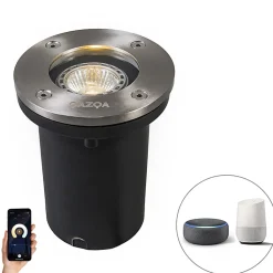 Spot encastré au sol intelligent en acier inoxydable avec WiFi GU10 IP65 - Basic Round