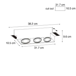 Spot encastré blanc GU10 AR70 sans bordure 3 lumières - Oneon