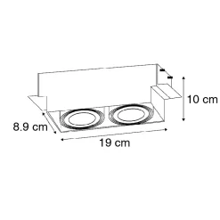 Spot encastré blanc GU10 orientable et inclinable sans bordure 2 lumières - Oneon