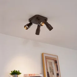 Spot encastré carré 4 lumières bronze foncé GU10 50 mm - Stanley