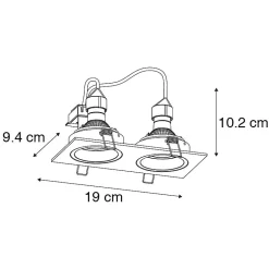 Spot encastré carré noir orientable 2 lumières - Chuck