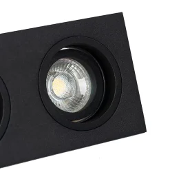 Spot encastré carré noir orientable 2 lumières - Chuck