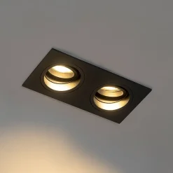 Spot encastré carré noir orientable 2 lumières - Chuck