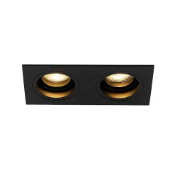 Spot encastré carré noir orientable 2 lumières - Chuck