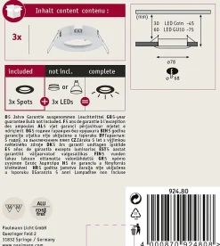 Spot encastré Choose Kit de base fixe IP44 rond 78mm max. 3x10W 230V gradable Blanc dépoli