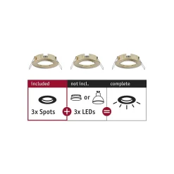 Spot encastré Choose Kit de base fixe IP44 rond 78mm max. 3x10W 230V gradable Laiton brossé