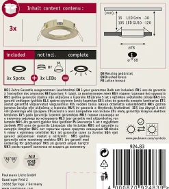Spot encastré Choose Kit de base fixe IP44 rond 78mm max. 3x10W 230V gradable Laiton brossé