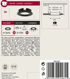 Spot encastré Choose Kit de base fixe IP44 rond 78mm max. 3x10W 230V gradable Noir mat
