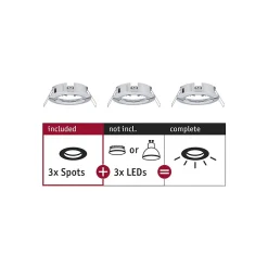 Spot encastré Choose Kit de base fixe IP44 rond 78mm max. 3x10W 230V gradable Chrome