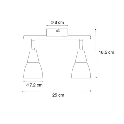 Spot encastré de plafond classique doré avec verre dépoli 2 lumières - Madi