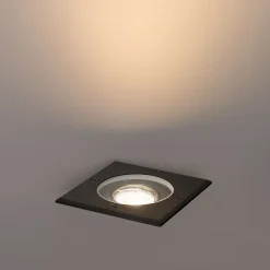 Spot encastré de sol extérieur noir carré orientable IP65 - Delux