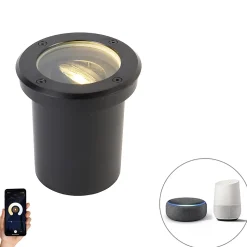 Spot encastré extérieur intelligent noir orientable avec Wi-Fi GU10 - Delux