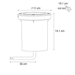 Spot encastré extérieur moderne noir 35 mm orientable IP65 - Delux