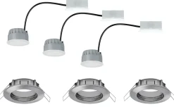 Spot encastré LED Blanc chaud Coin IP44 rond 79mm Coin 3x6,8W 3x380lm 230V gradable 2700K Acier brossé Satiné