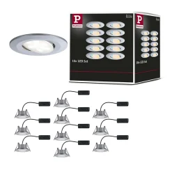Spot encastré LED Calla Kit de 10 IP65 rond 90mm 30 10x5W 10x430lm 230V White Switch Chrome mat