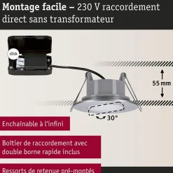 Spot encastré LED Calla Kit de 10 IP65 rond 90mm 30 10x5W 10x430lm 230V White Switch Chrome mat