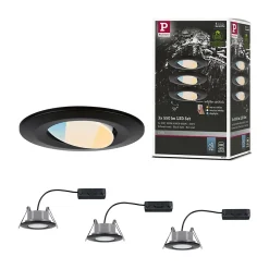 Spot encastré LED Calla Kit de 3 orientable IP65 rond 90mm 30 3x5W 3x400lm 230V White Switch Noir mat