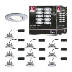 Spot encastré LED Calla Kit de base orientable IP65 rond 90mm 30 10x6W 10x530lm 230V 4000K Chrome mat