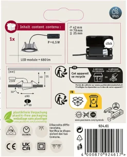 Spot encastré LED Calla orientable IP65 rond 90mm 30 6W 500lm 230V 4000K Noir mat