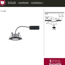 Spot encastré LED Calla orientable IP65 rond 90mm 30 6W 500lm 230V 4000K Noir mat