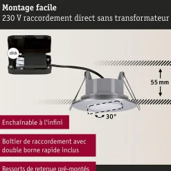 Spot encastré LED Calla orientable IP65 rond 90mm 30 6W 500lm 230V 4000K Noir mat